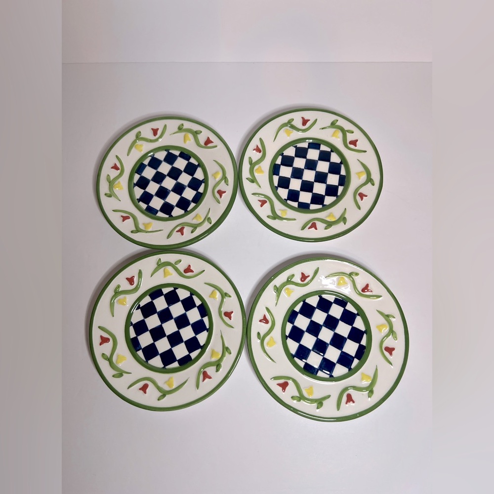 Vintage Mercuries Floral Check Saucers